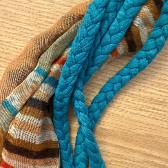 Aztec Infinity Scarf Womens OS Turquoise Braided Southwestern Style - Picture 6 of 11